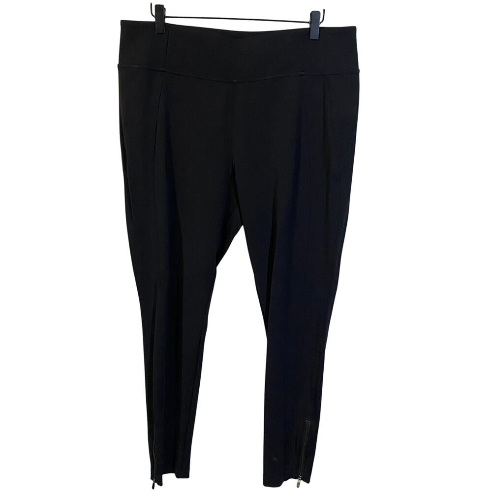 Athleta Ankle Zipper Ponte Pull On Pant Tapered Leg Black Business Casual Sz XL
